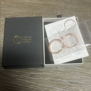 Theia Rose Gold Textured Hoop Earrings